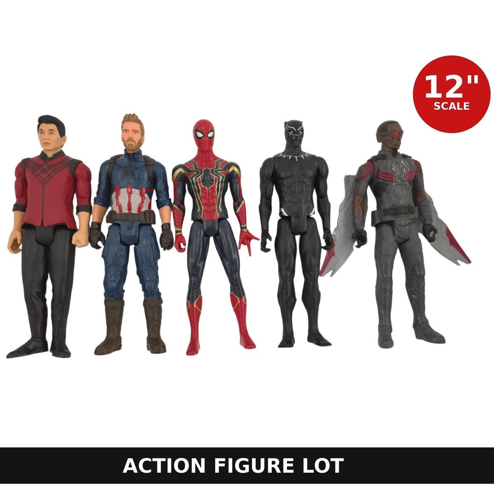 Marvel 12" Action Figure Lot Spider-Man Black Panther Captain America Falcon 5pc